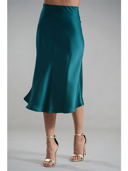 Gonna in raso Nualy | I25N6170VERDE BOSCO